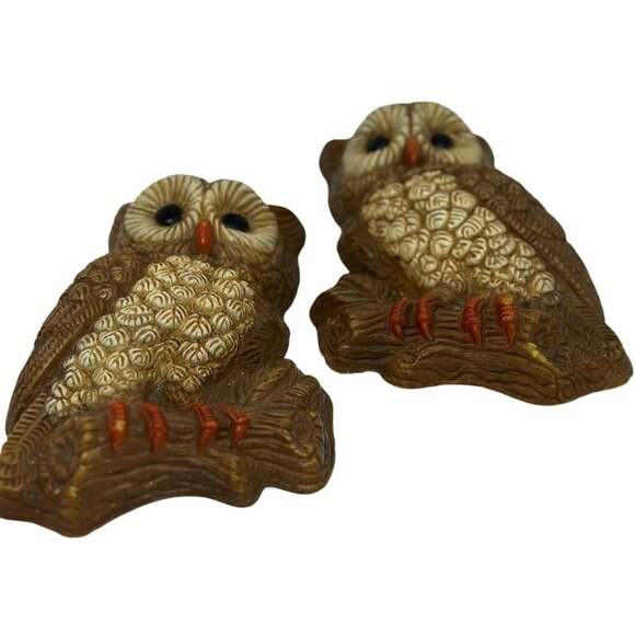 VTG HOMCO Owl Wall Plaques – Set of 2, Foam Brown & Cream, MCM Retro 5"x7" - Picture 5 of 10
